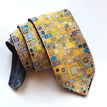 Zīda kaklasaite ar roku apgleznotu mozaīku - No.K04