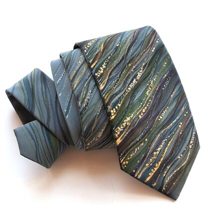 Ar rokām apgleznota zīda kaklasaite pelēkos toņos - No. K07